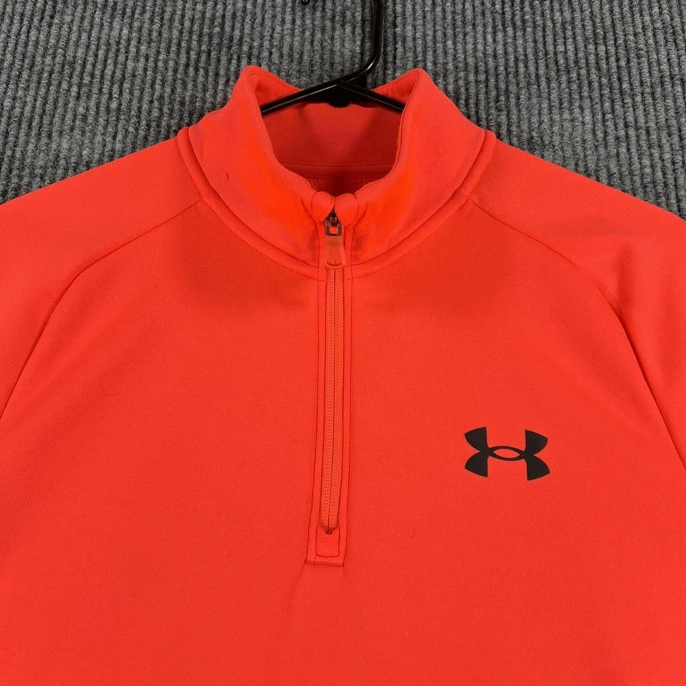 Under Armour Pullover Mens Medium Pink Quarter Zip Fleece Mock‎ Neck Loose Fit